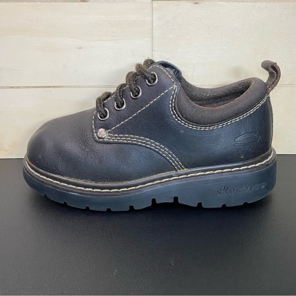 Skechers Y2K Sneakers Vintage Brown Leather Kid's Youth Size 11.5 Shoes 8174L - Picture 4 of 11